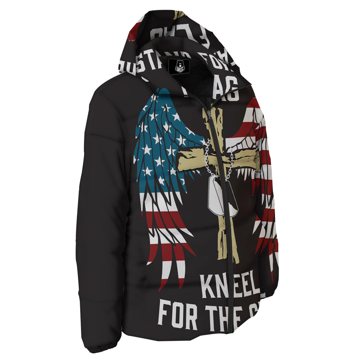 United We Stand American Flag Print Down Jacket-grizzshop