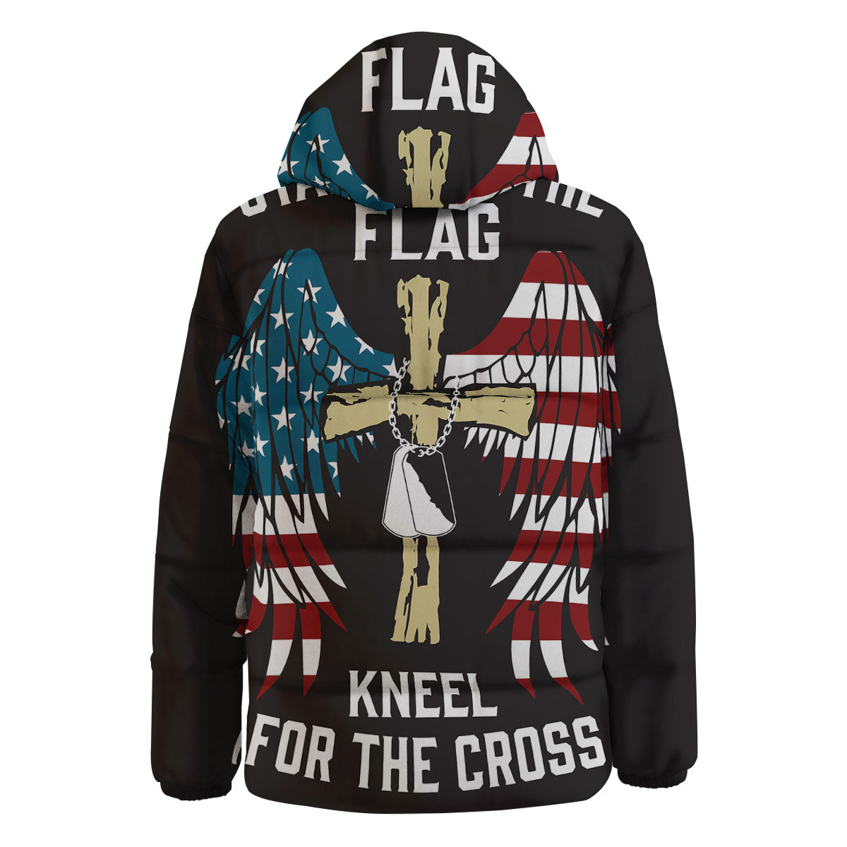 United We Stand American Flag Print Down Jacket-grizzshop