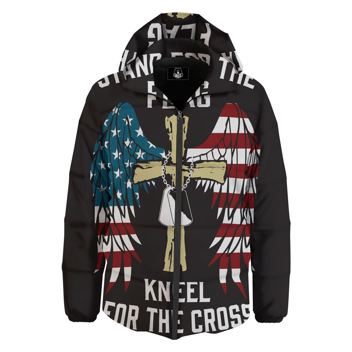 United We Stand American Flag Print Down Jacket-grizzshop