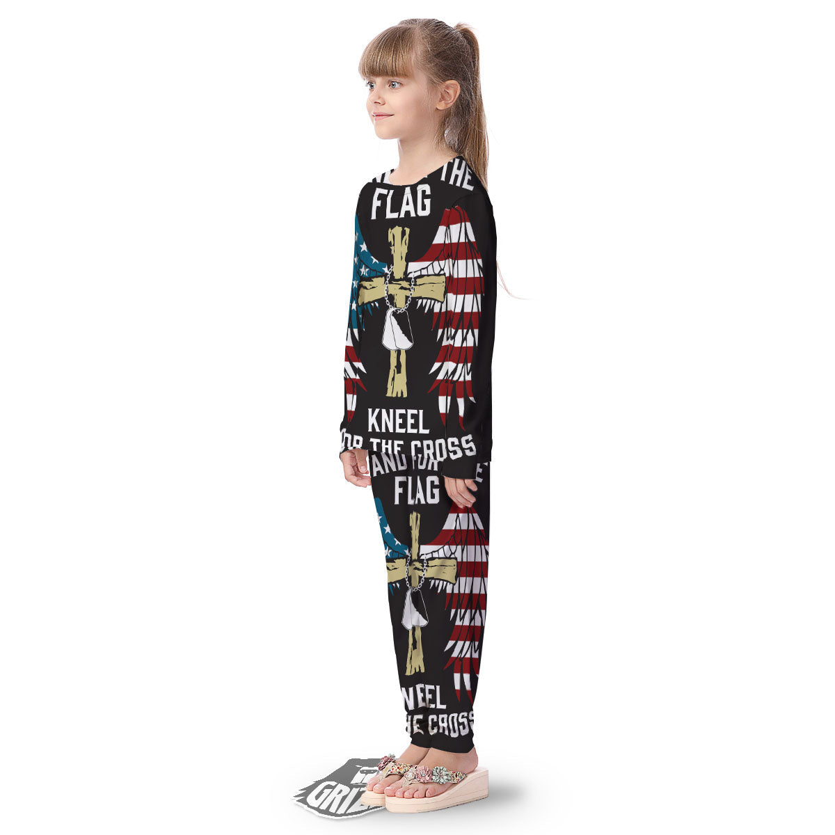 United We Stand American Flag Print Kid's Pajamas-grizzshop