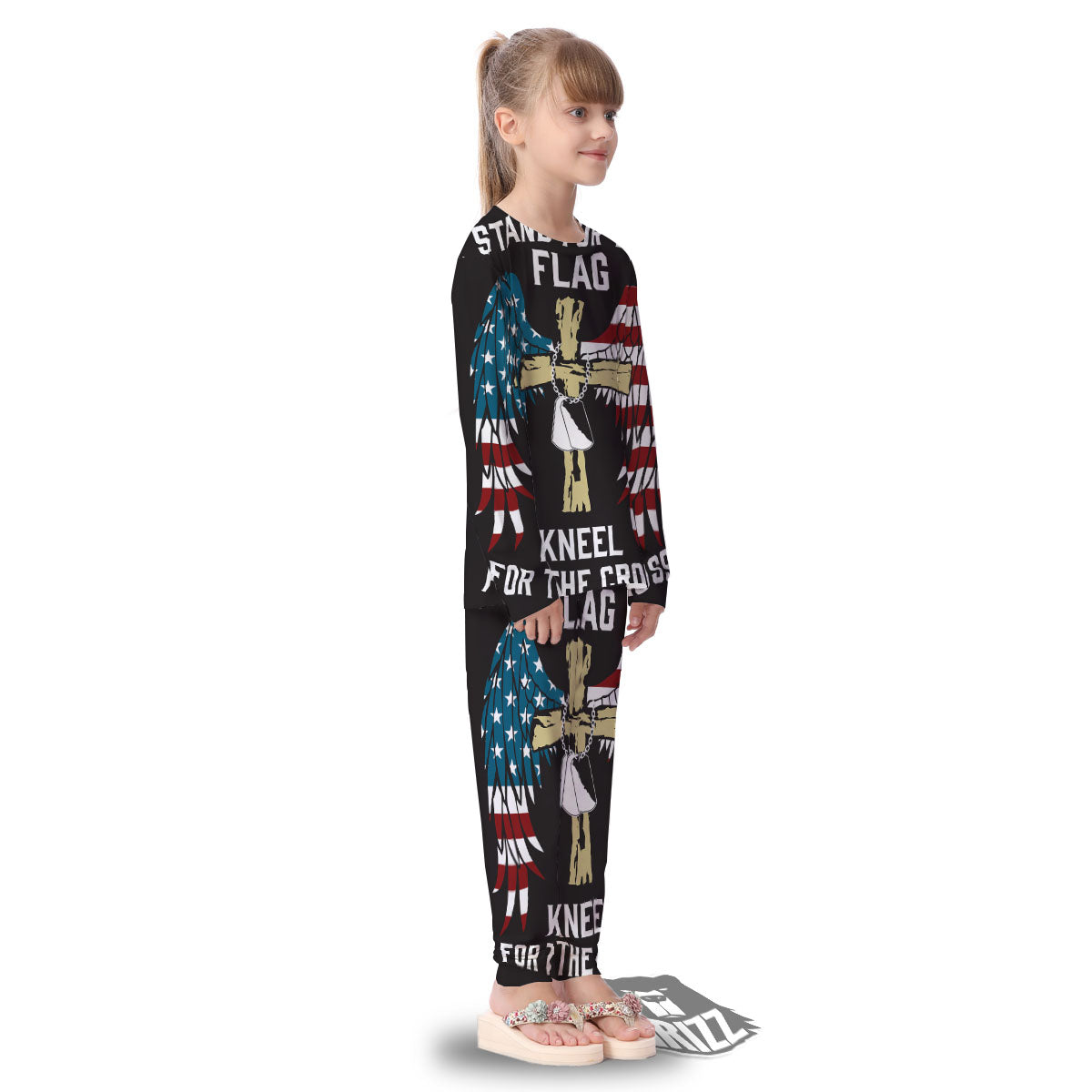 United We Stand American Flag Print Kid's Pajamas-grizzshop