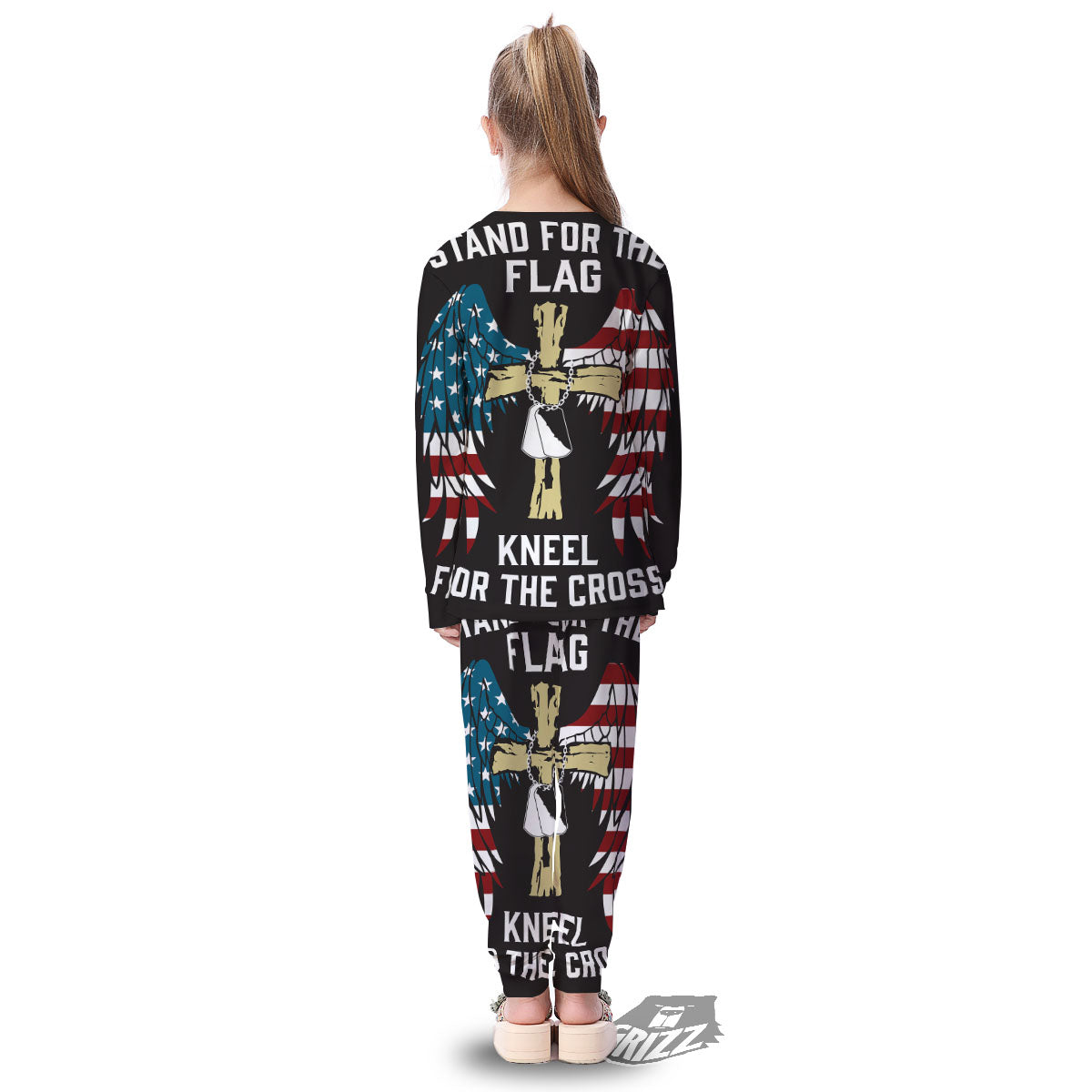 United We Stand American Flag Print Kid's Pajamas-grizzshop