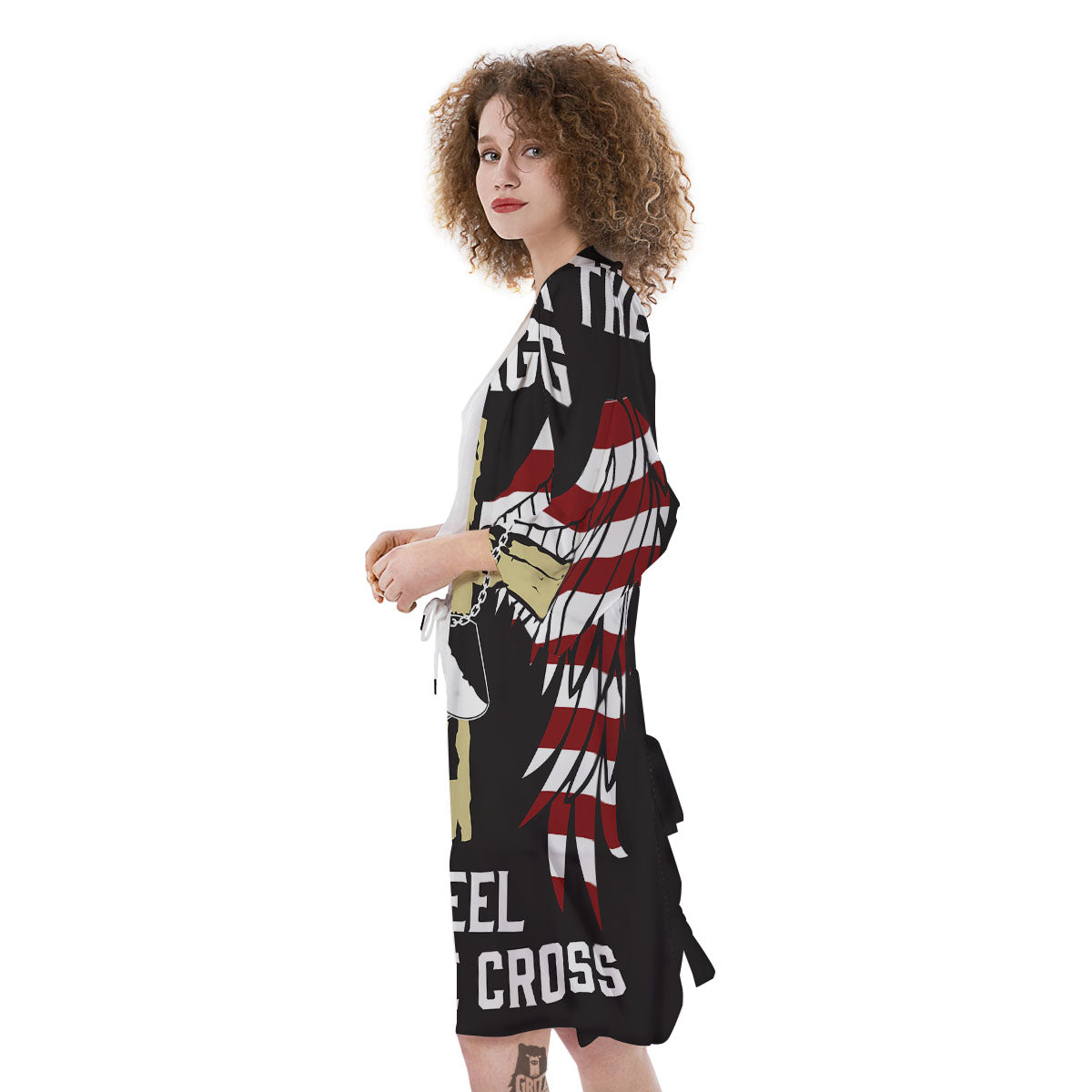 United We Stand American Flag Print Kimono-grizzshop