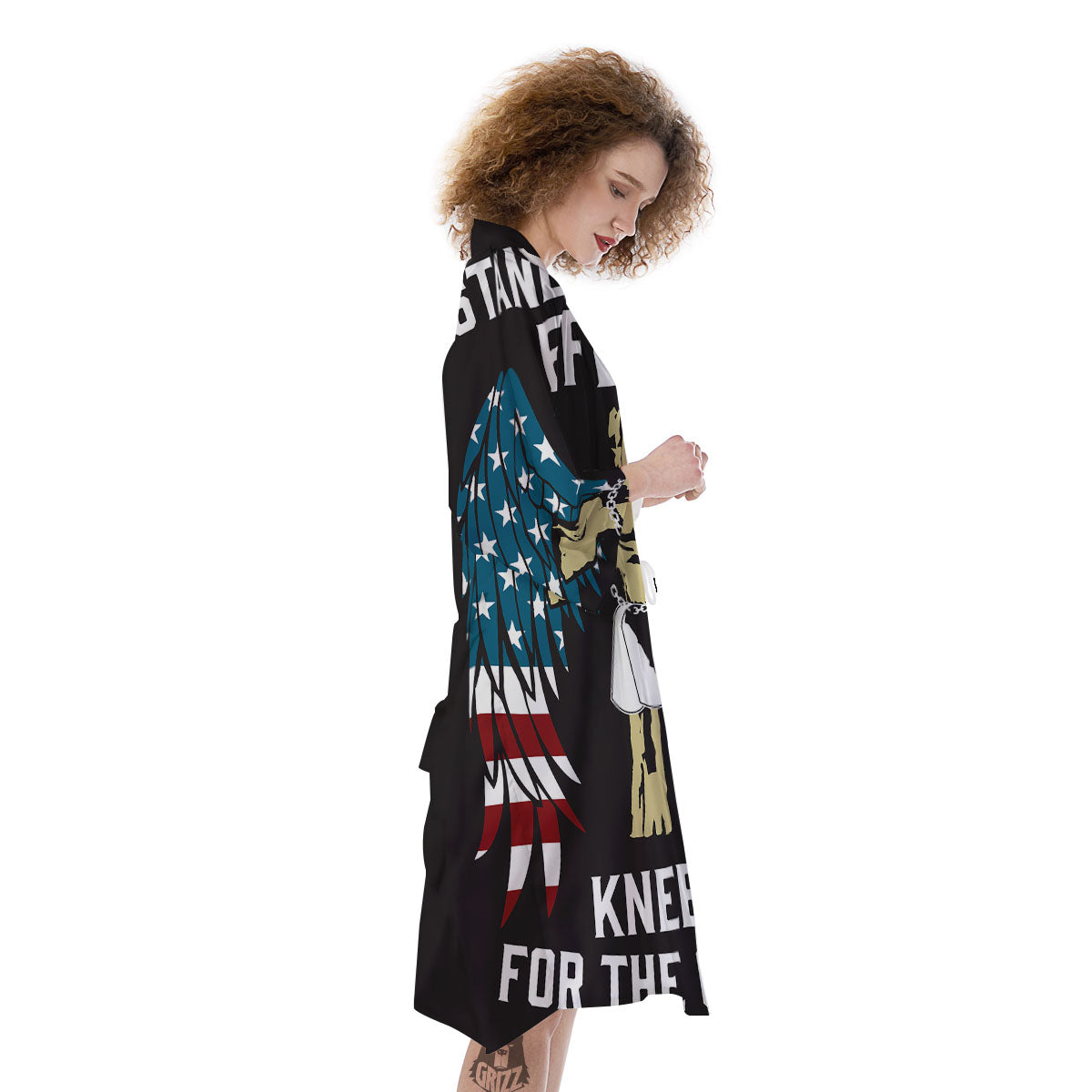 United We Stand American Flag Print Kimono-grizzshop