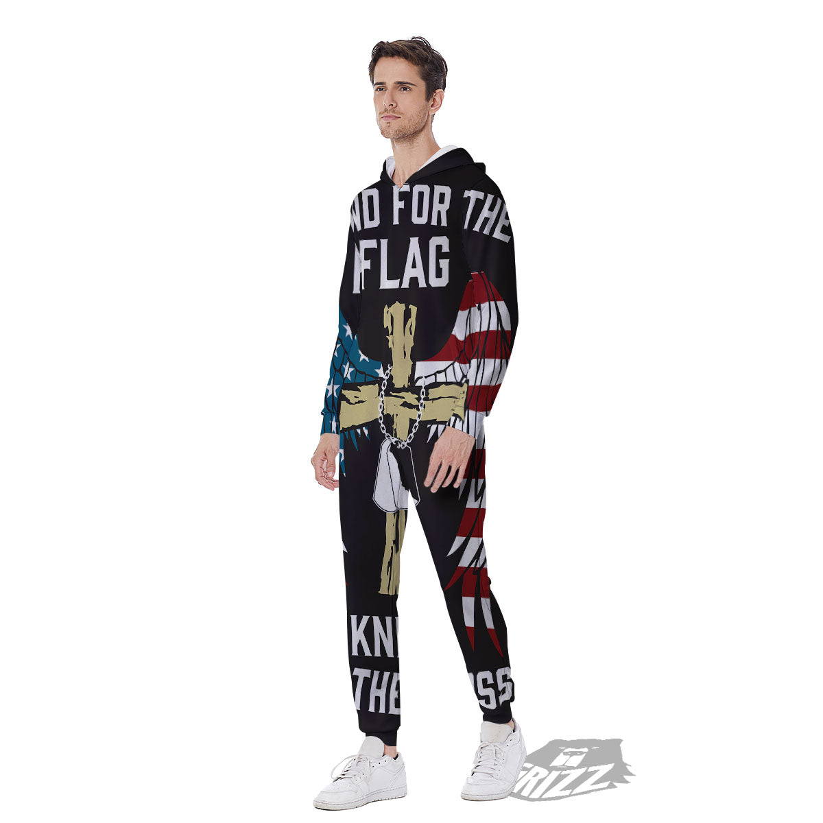 United We Stand American Flag Print Men's Jumpsuit-grizzshop