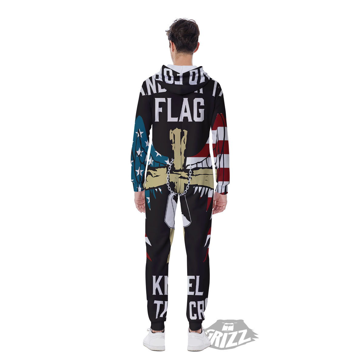 United We Stand American Flag Print Men's Jumpsuit-grizzshop
