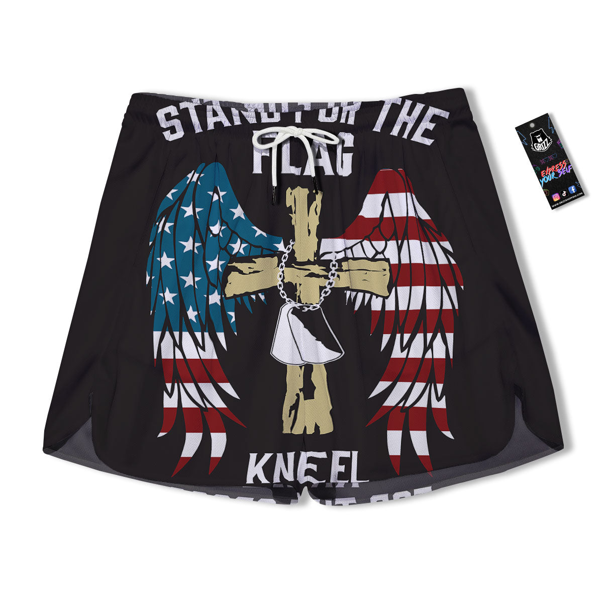 United We Stand American Flag Print Men's Running Shorts-grizzshop