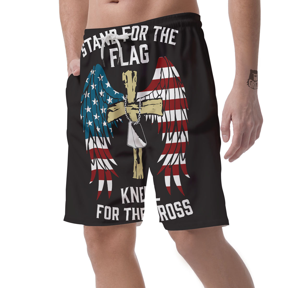 United We Stand American Flag Print Men's Shorts-grizzshop