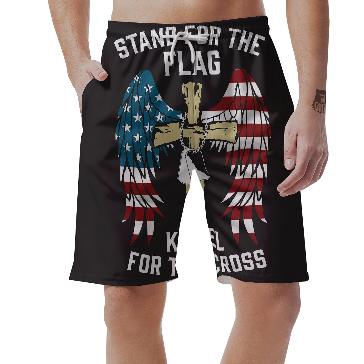 United We Stand American Flag Print Men's Shorts-grizzshop