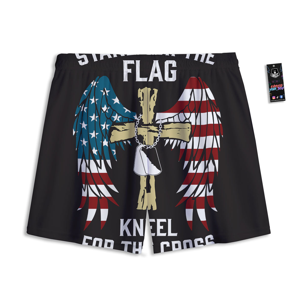 United We Stand American Flag Print Mesh Shorts