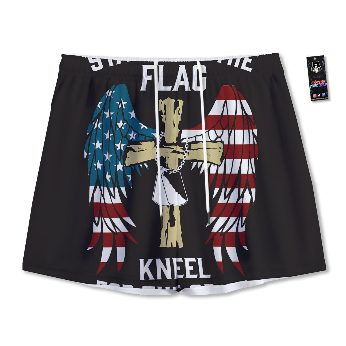 United We Stand American Flag Print Mesh Shorts