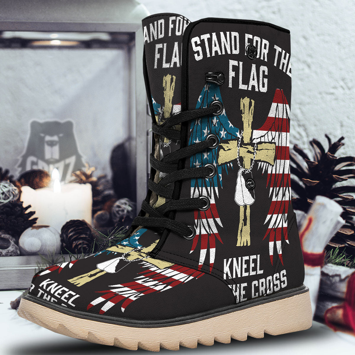 United We Stand American Flag Print Snow Boots-grizzshop