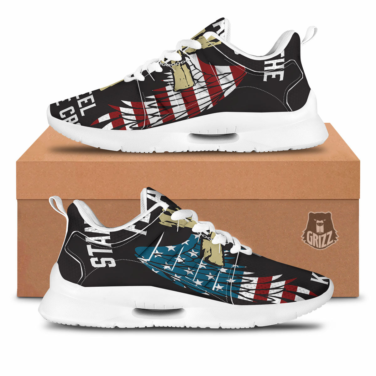 United We Stand American Flag Print Tennis Shoes-grizzshop