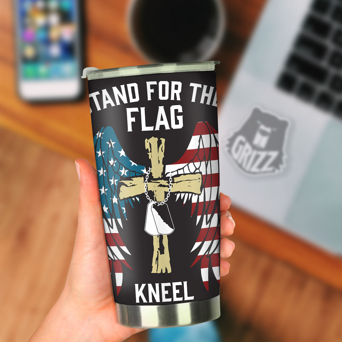 United We Stand American Flag Print Tumbler-grizzshop