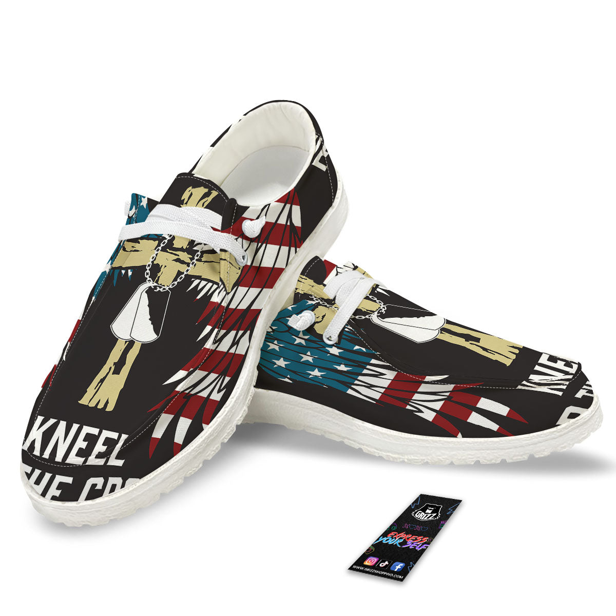 United We Stand American Flag Print White Loafers-grizzshop