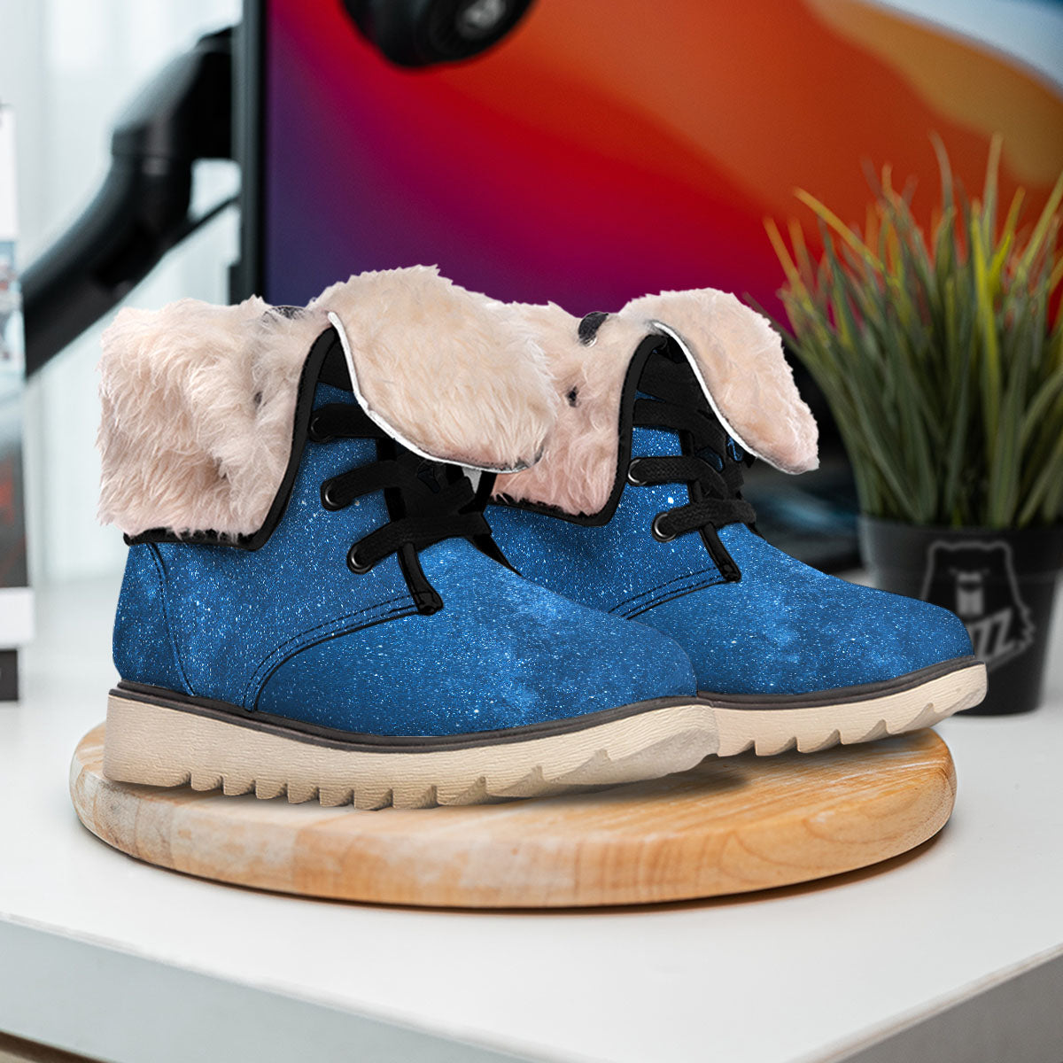 Universe Galaxy Milky Way Print Snow Boots-grizzshop
