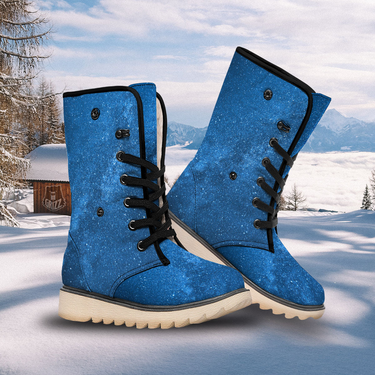 Universe Galaxy Milky Way Print Snow Boots-grizzshop