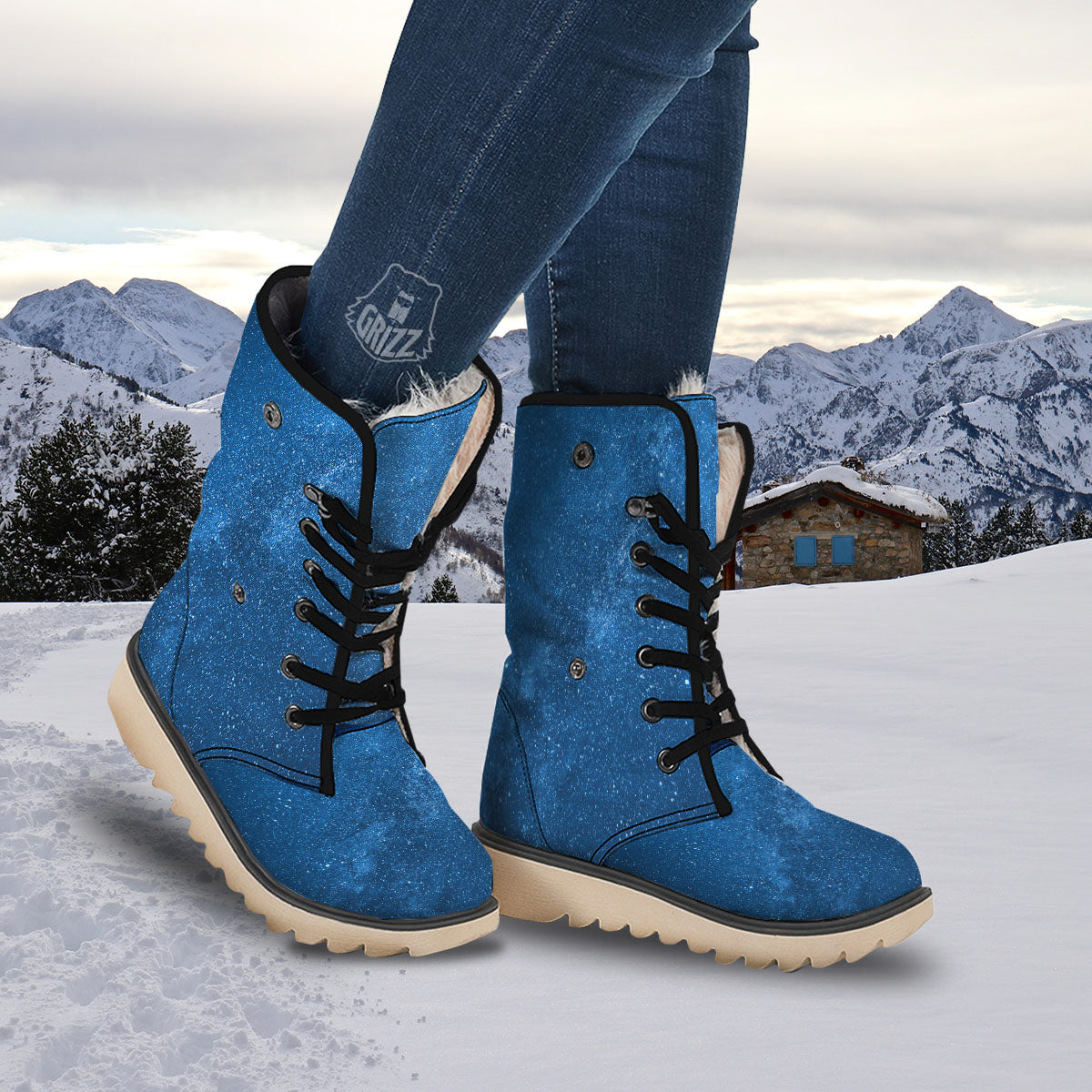 Universe Galaxy Milky Way Print Snow Boots-grizzshop