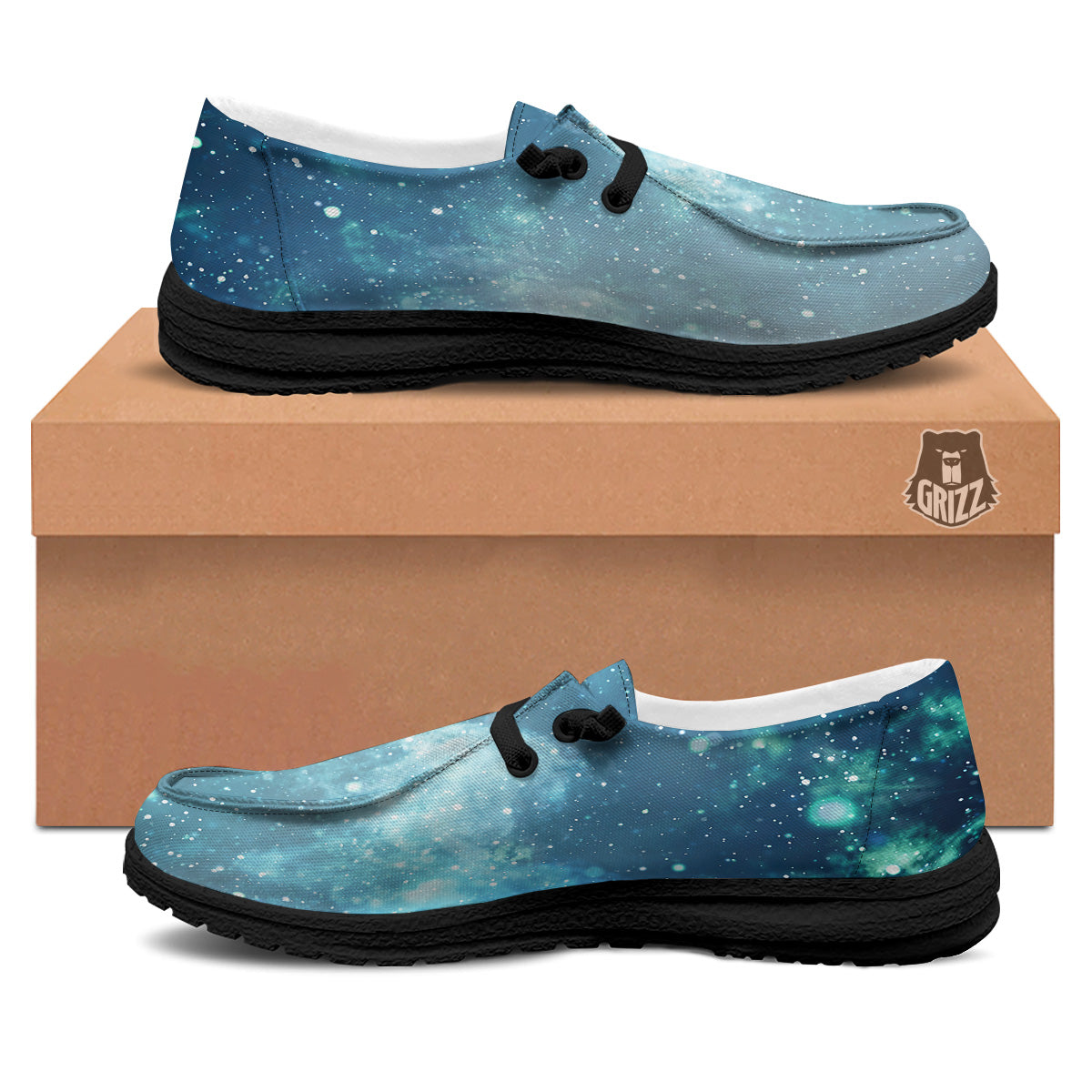 Universe Galaxy Space Blue Sky Print Black Loafers-grizzshop