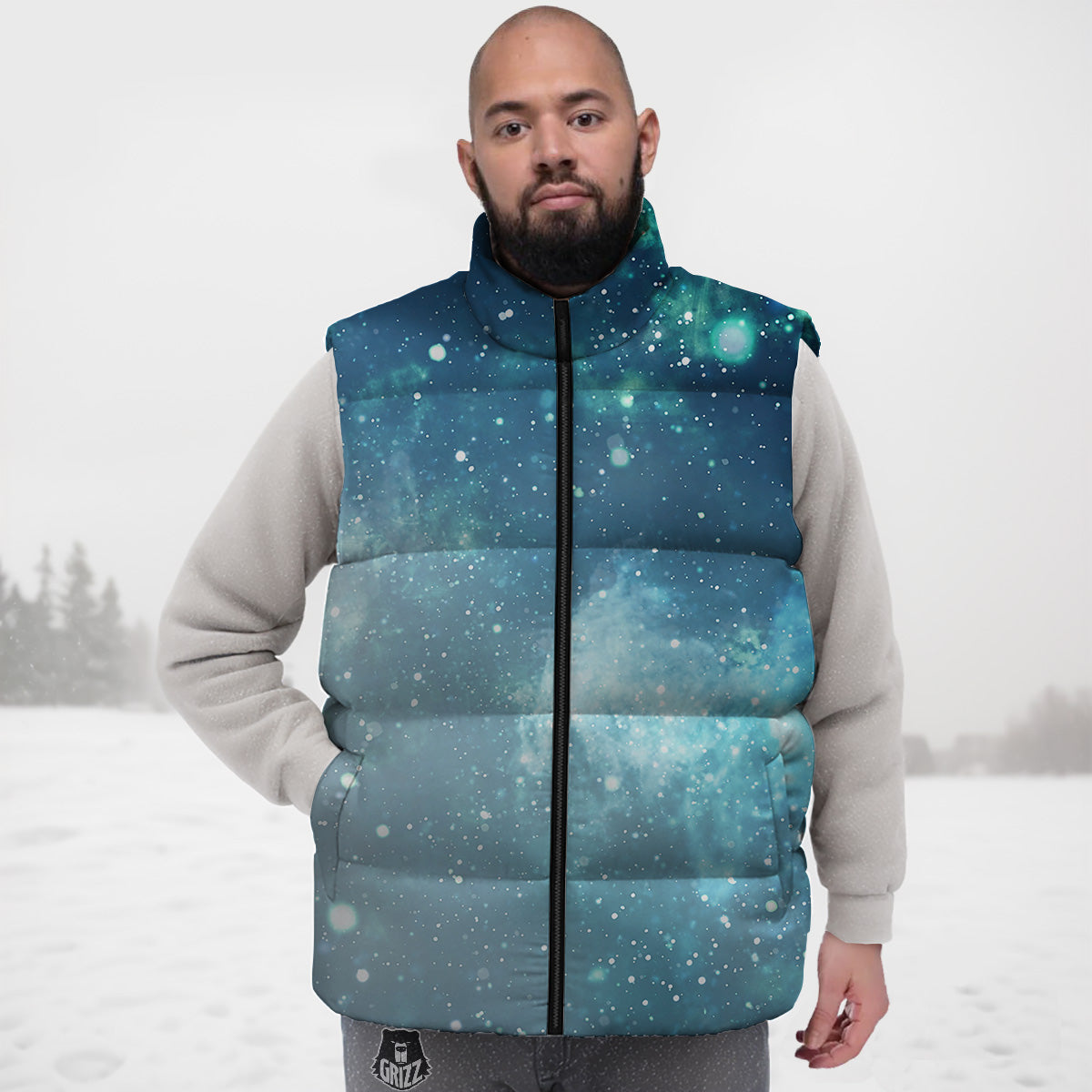 Universe Galaxy Space Blue Sky Print Down Vest