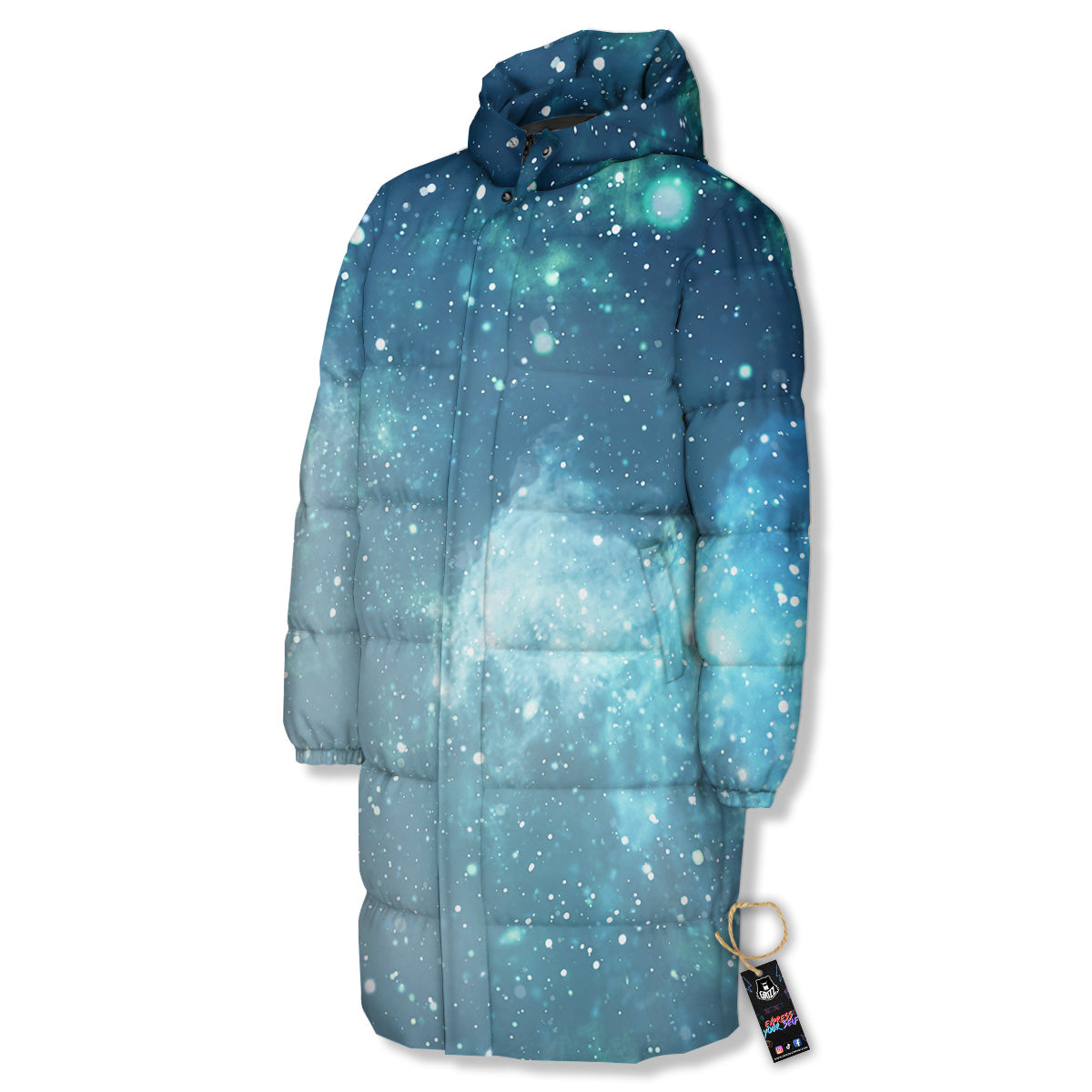 Universe Galaxy Space Blue Sky Print Long Down Jacket