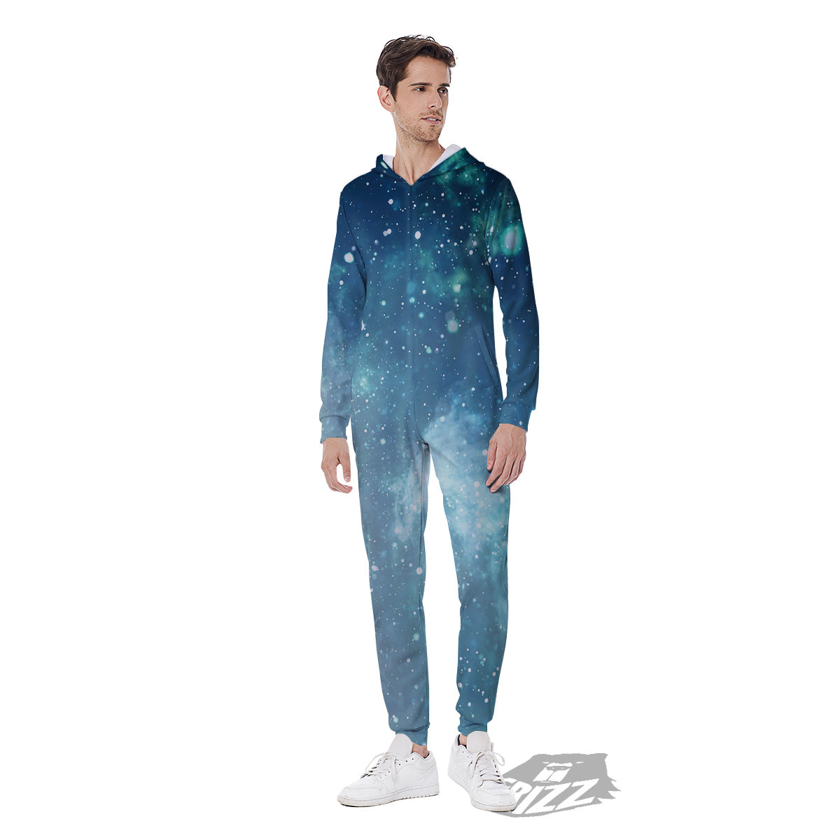 Universe Galaxy Space Blue Sky Print Men's Jumpsuit-grizzshop