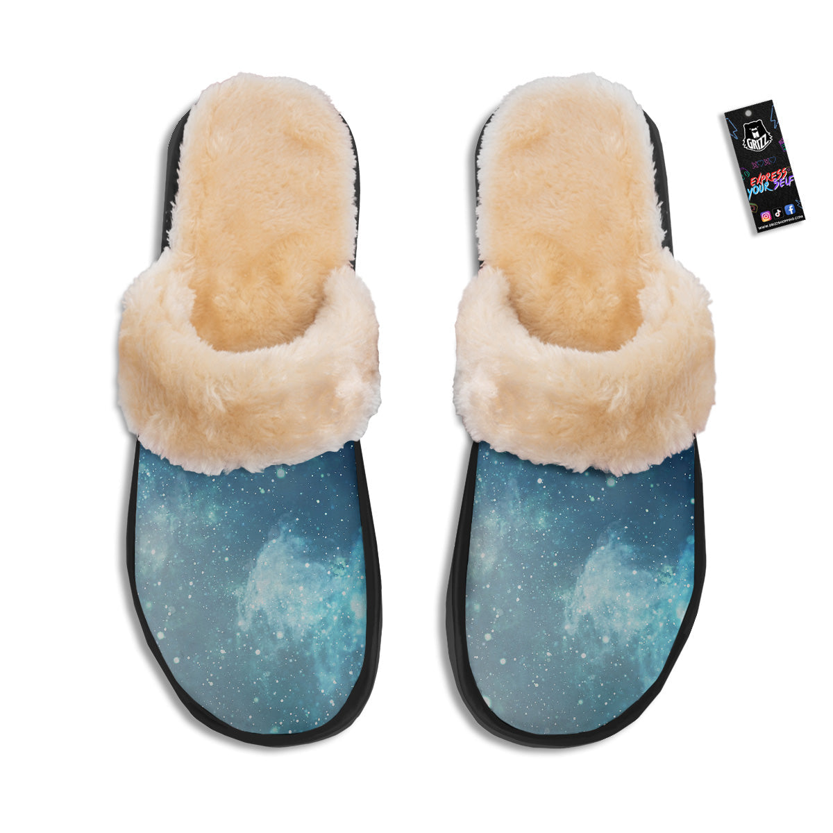 Universe Galaxy Space Blue Sky Print Slippers-grizzshop