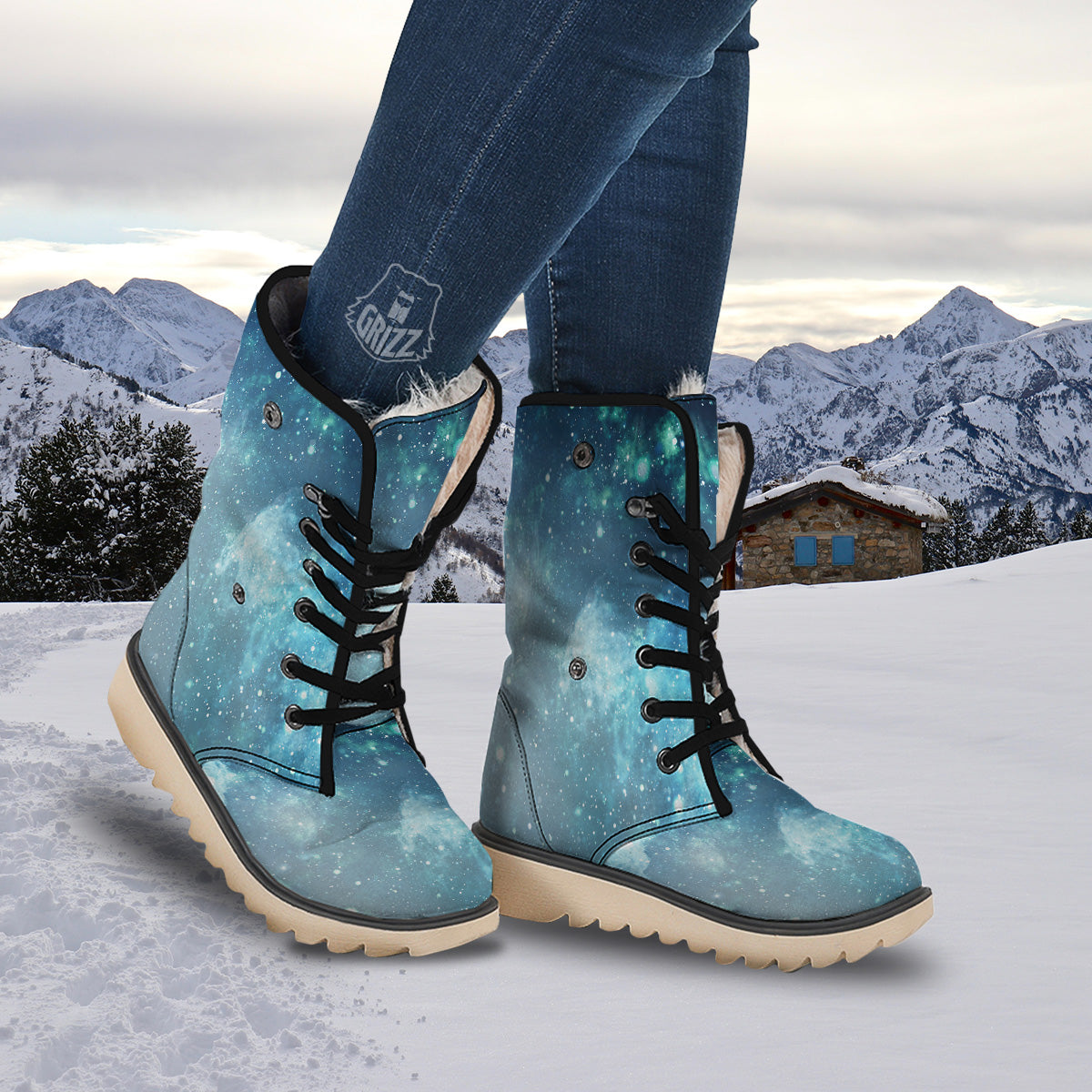 Universe Galaxy Space Blue Sky Print Snow Boots-grizzshop