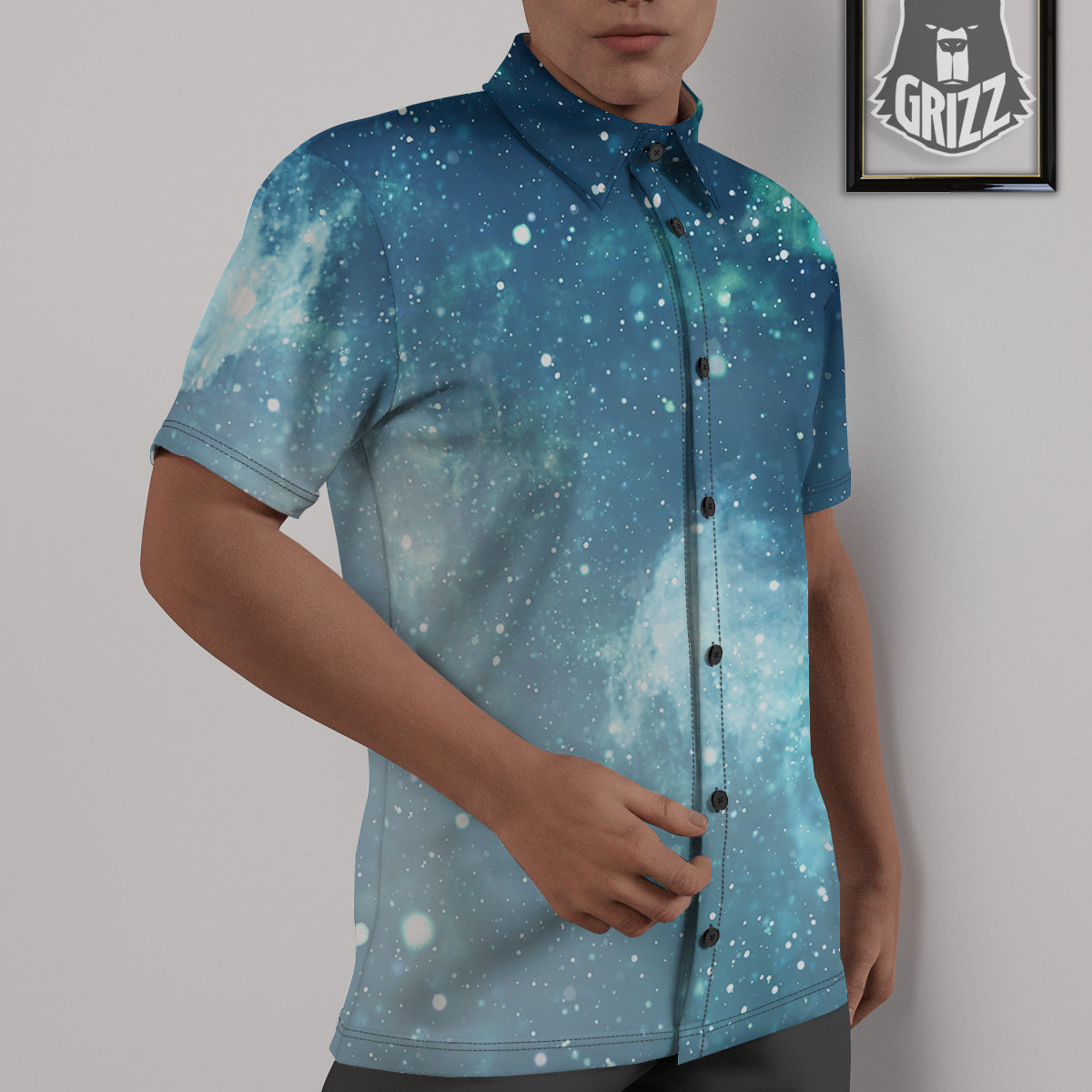 Universe Galaxy Space Blue Sky Print Untucked Shirts-grizzshop