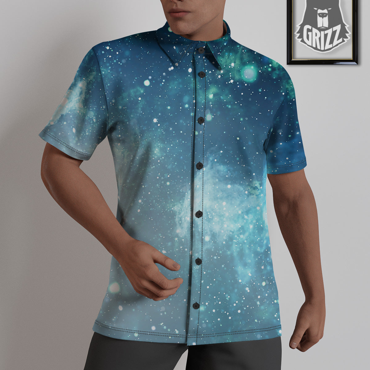 Universe Galaxy Space Blue Sky Print Untucked Shirts-grizzshop