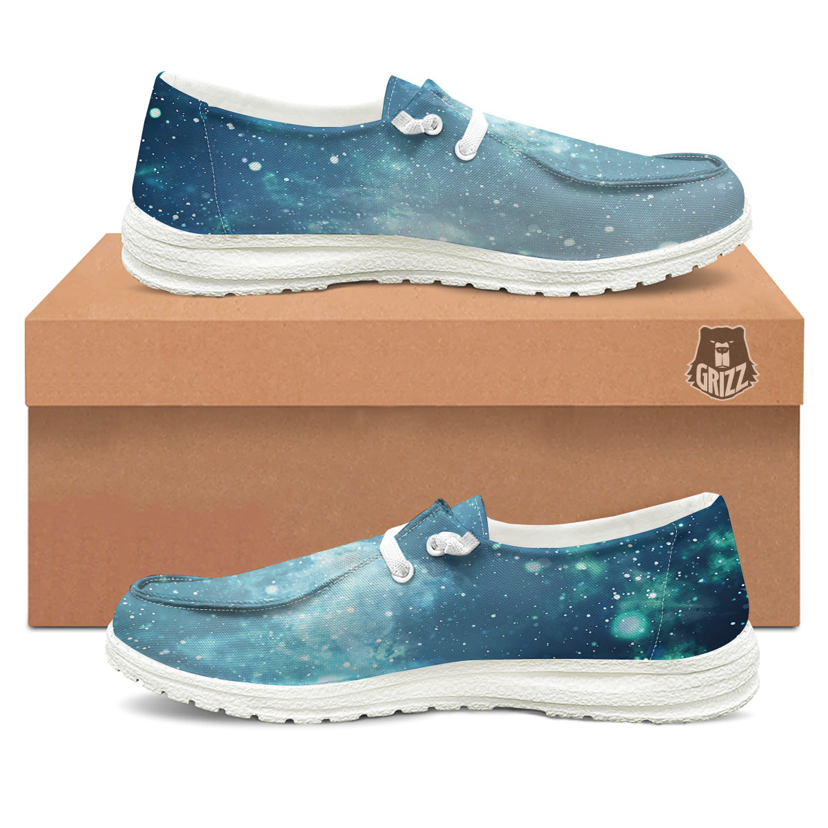 Universe Galaxy Space Blue Sky Print White Loafers-grizzshop