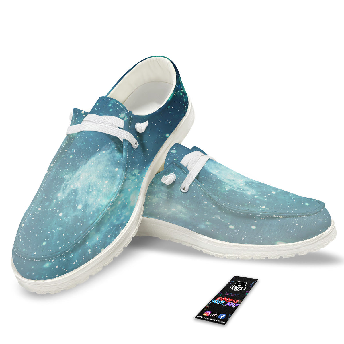 Universe Galaxy Space Blue Sky Print White Loafers-grizzshop