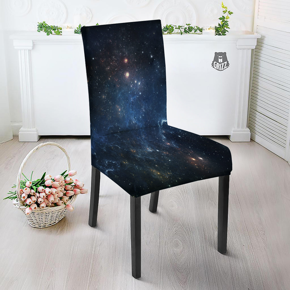 Universe Galaxy Space Dark Nebula Print Dining Chair Slipcover-grizzshop