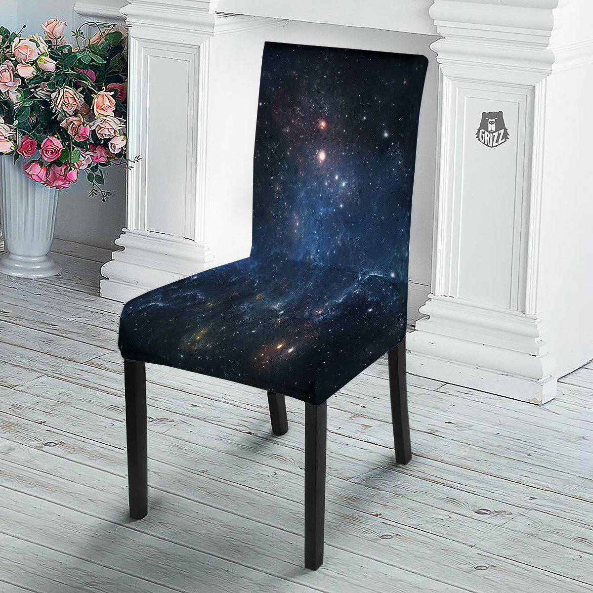 Universe Galaxy Space Dark Nebula Print Dining Chair Slipcover-grizzshop