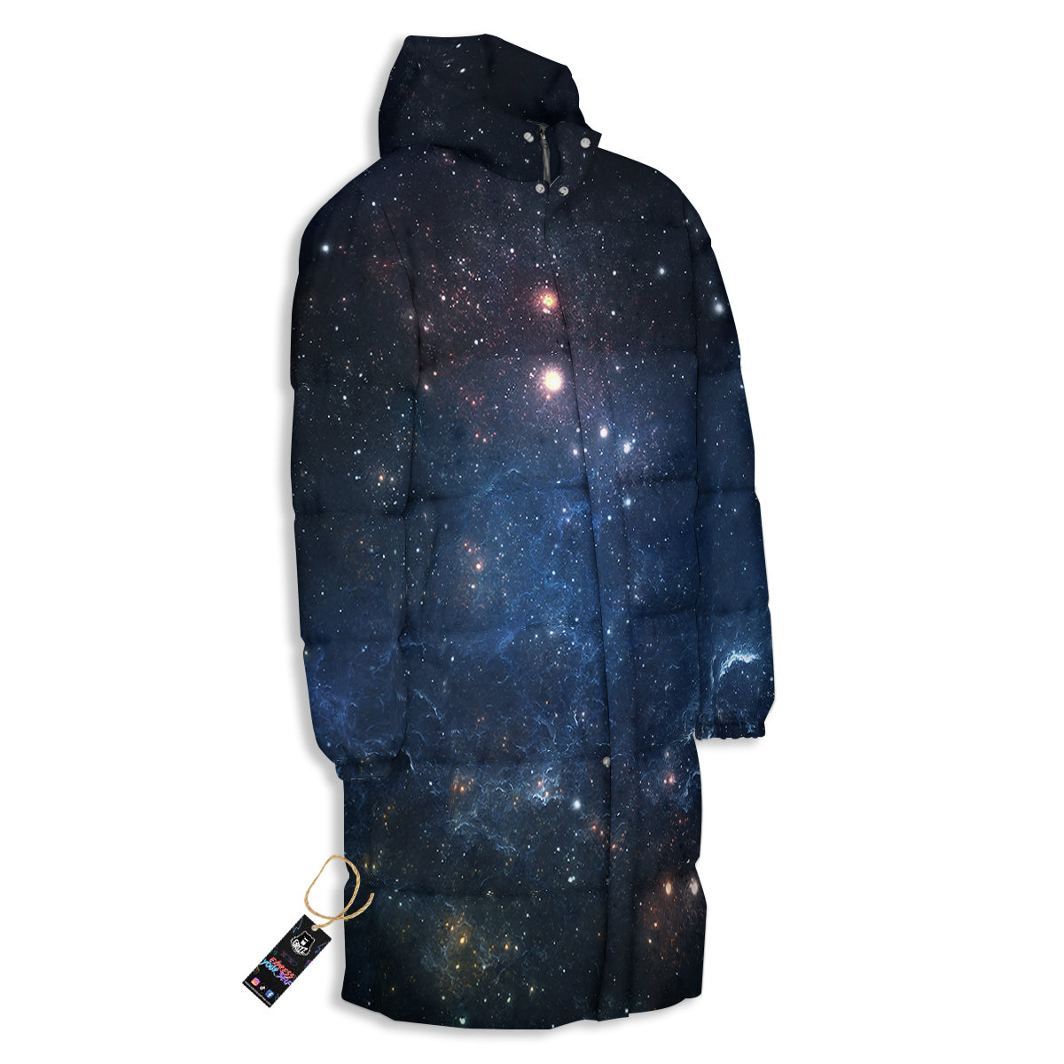 Universe Galaxy Space Dark Nebula Print Long Down Jacket
