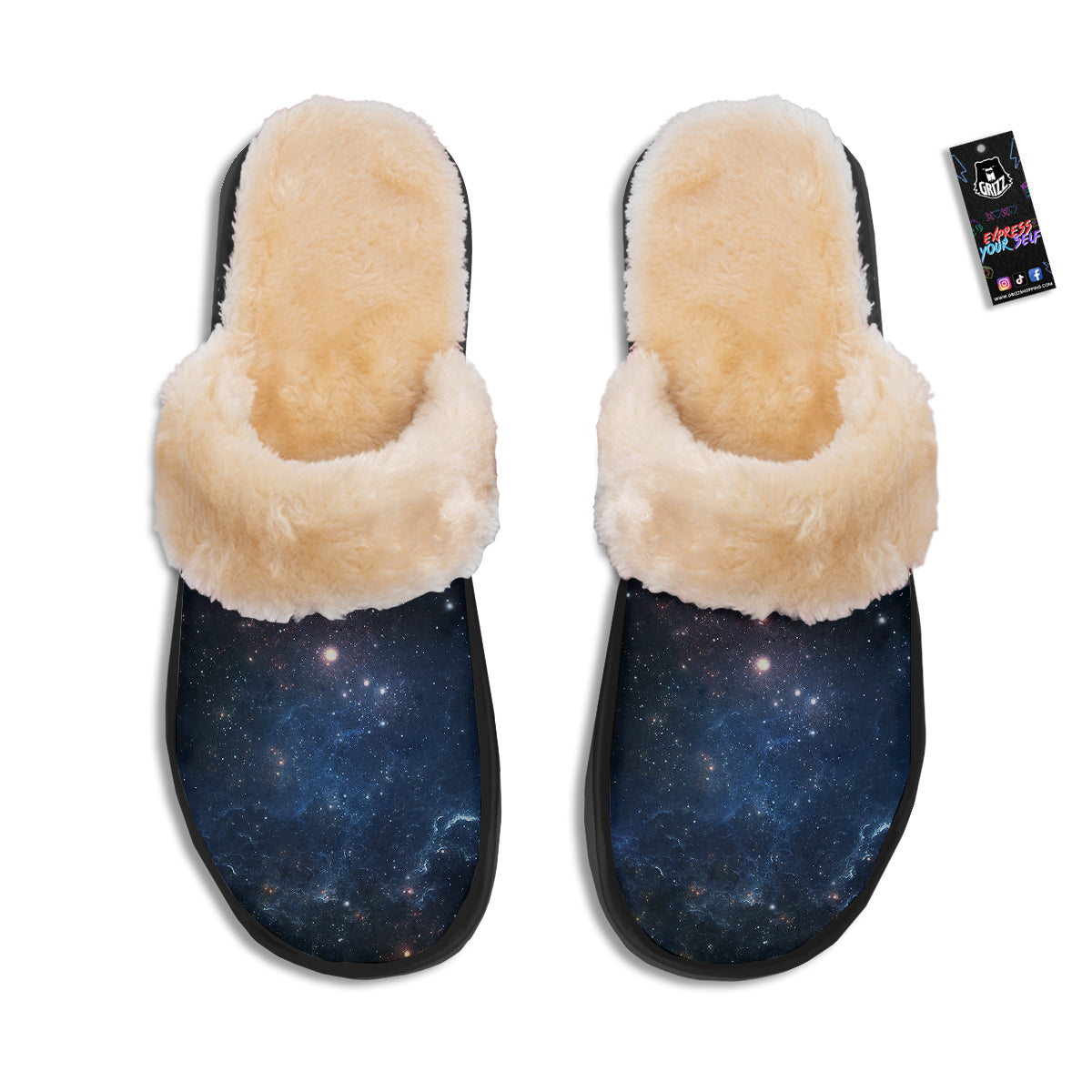 Universe Galaxy Space Dark Nebula Print Slippers-grizzshop