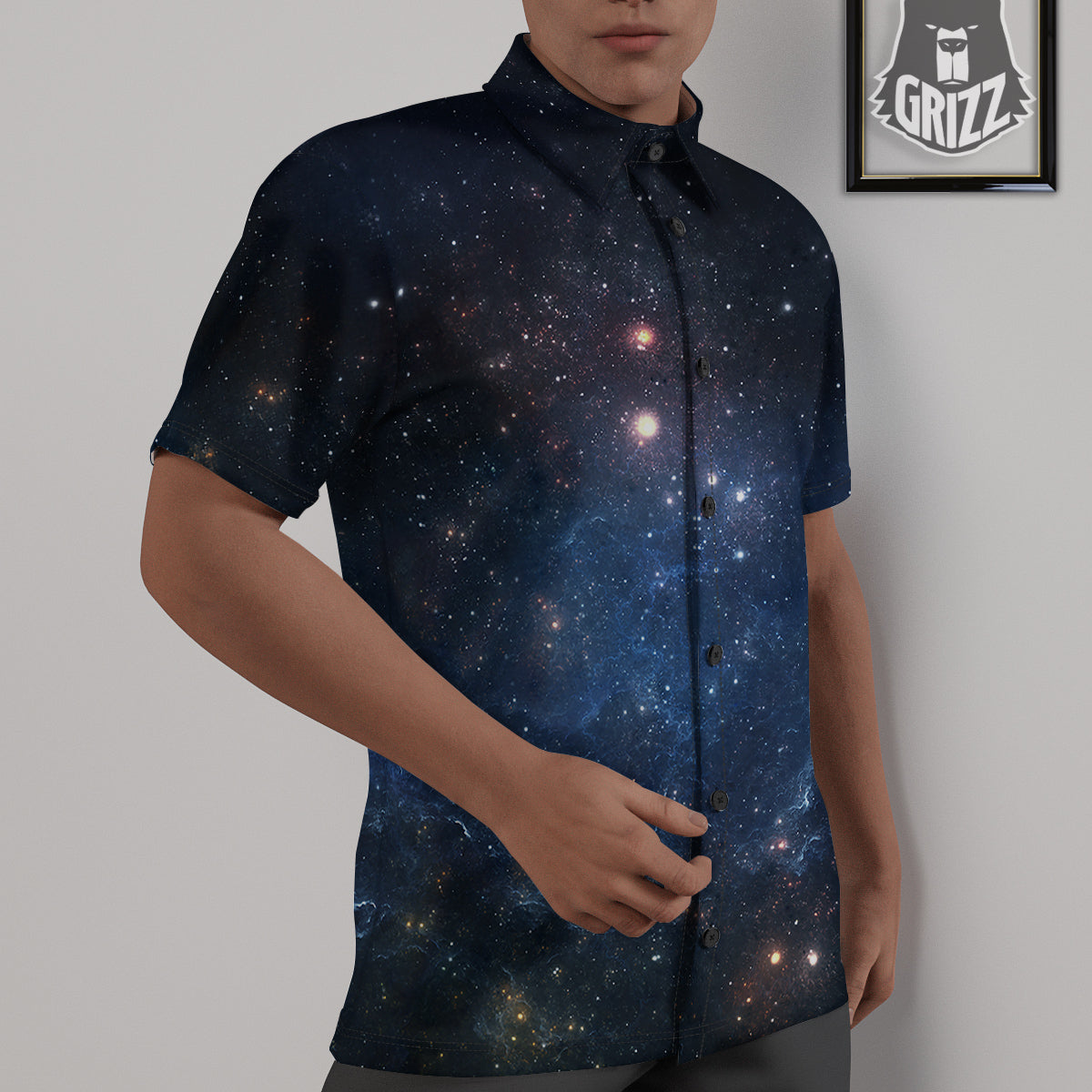 Universe Galaxy Space Dark Nebula Print Untucked Shirts-grizzshop