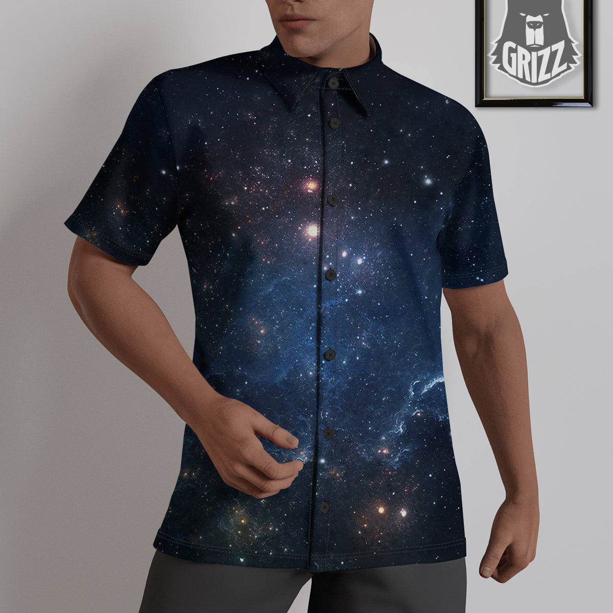 Universe Galaxy Space Dark Nebula Print Untucked Shirts-grizzshop