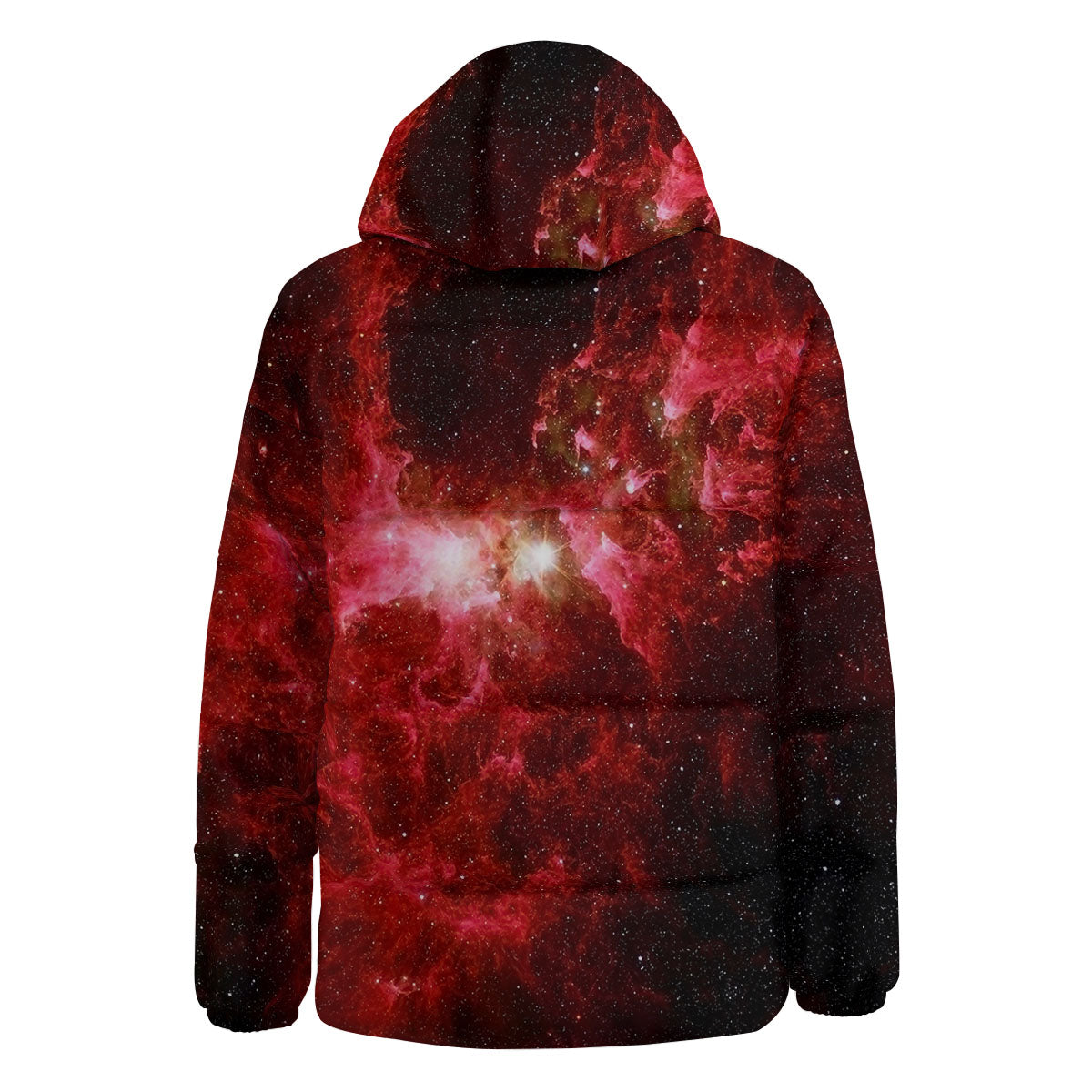 Universe Galaxy Space Red Stardust Print Down Jacket-grizzshop