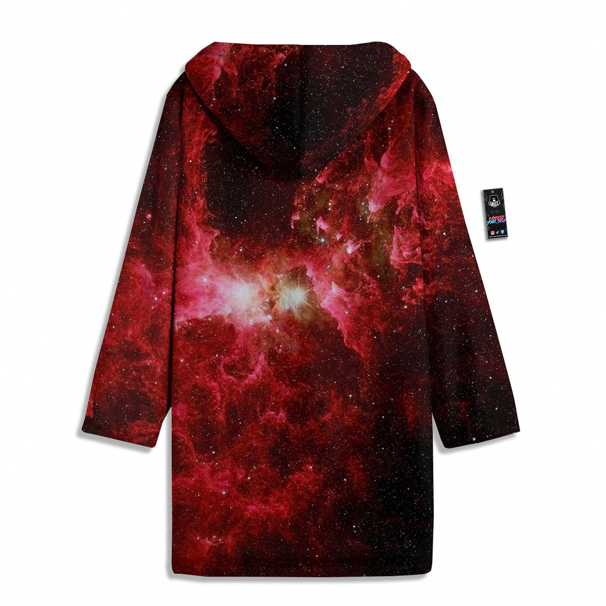 Universe Galaxy Space Red Stardust Print Men's Windbreaker Jacket-grizzshop