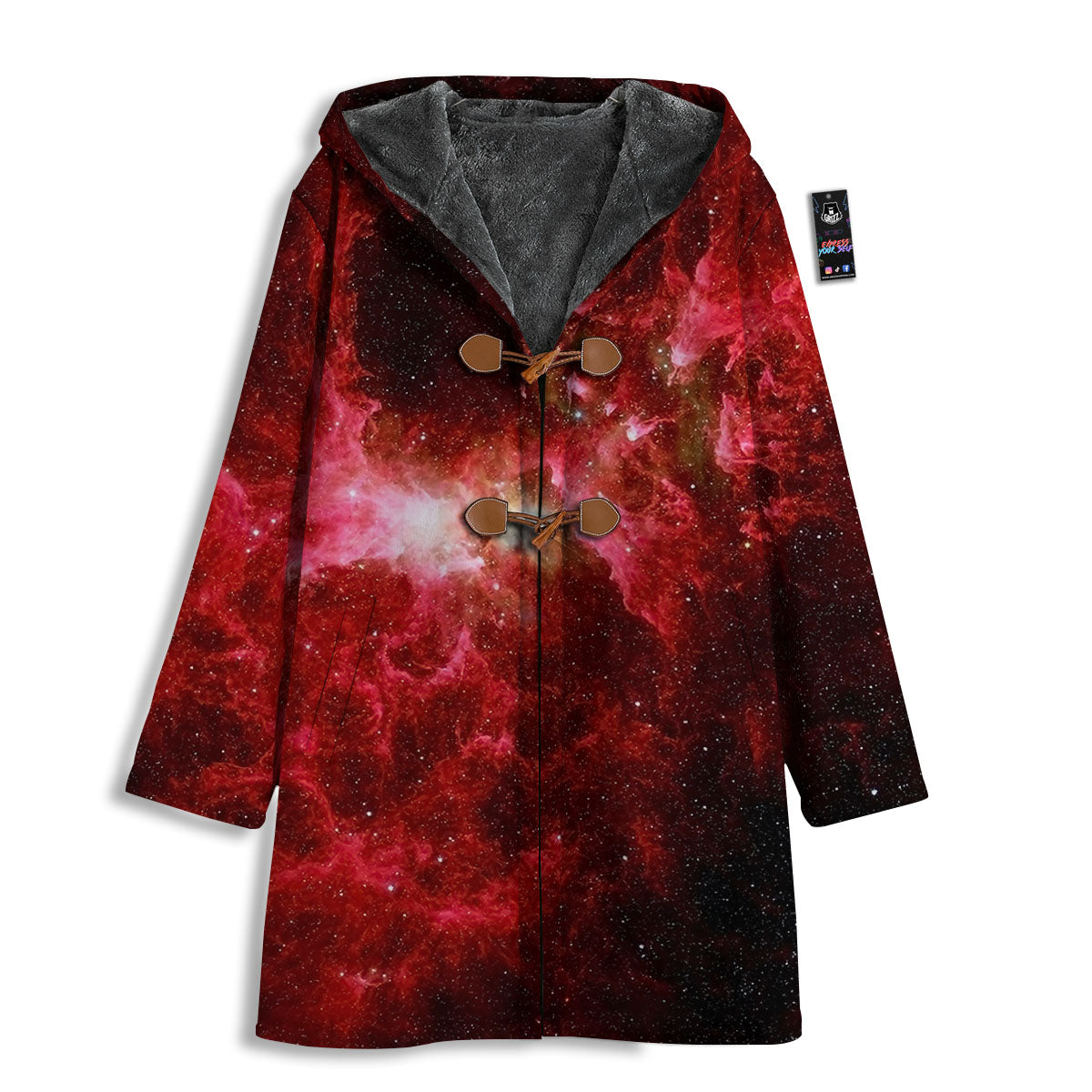 Universe Galaxy Space Red Stardust Print Men's Windbreaker Jacket-grizzshop