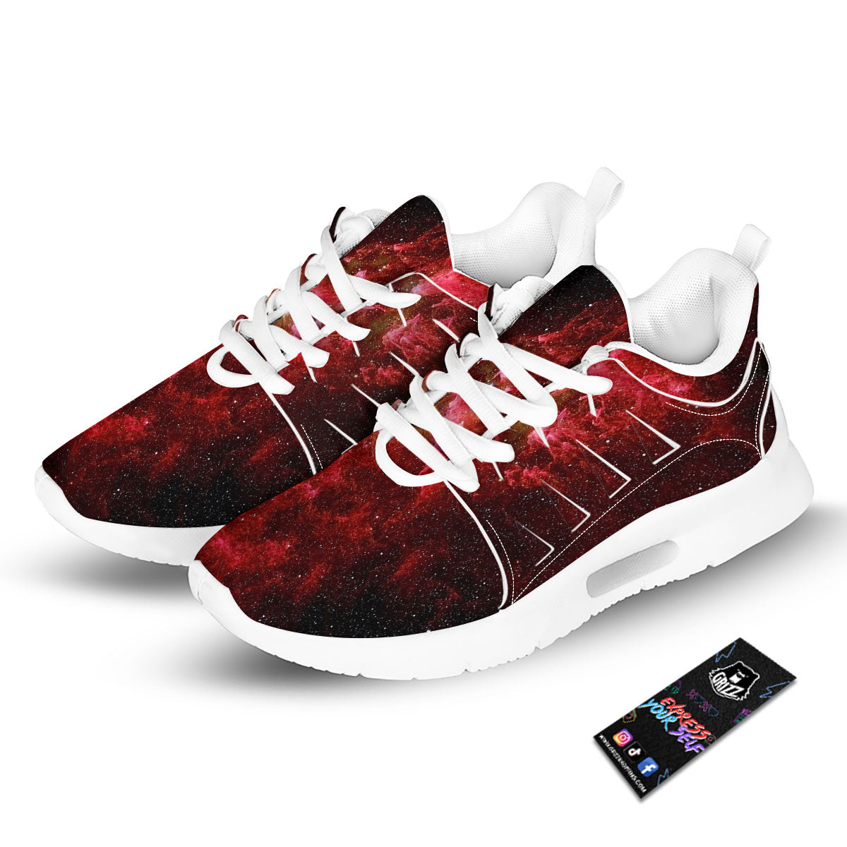 Universe Galaxy Space Red Stardust Print Tennis Shoes-grizzshop