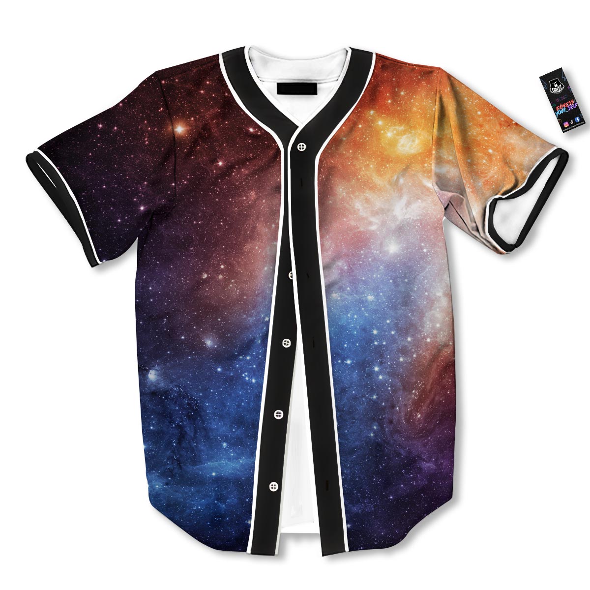Universe Galaxy Space Teal Orange Print Baseball Jersey-grizzshop