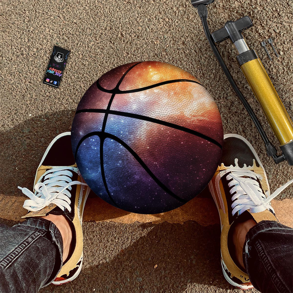 Universe Galaxy Space Teal Orange Print Basketball