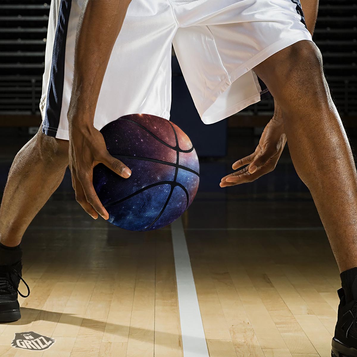 Universe Galaxy Space Teal Orange Print Basketball