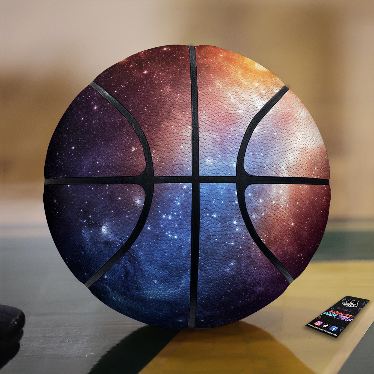 Universe Galaxy Space Teal Orange Print Basketball