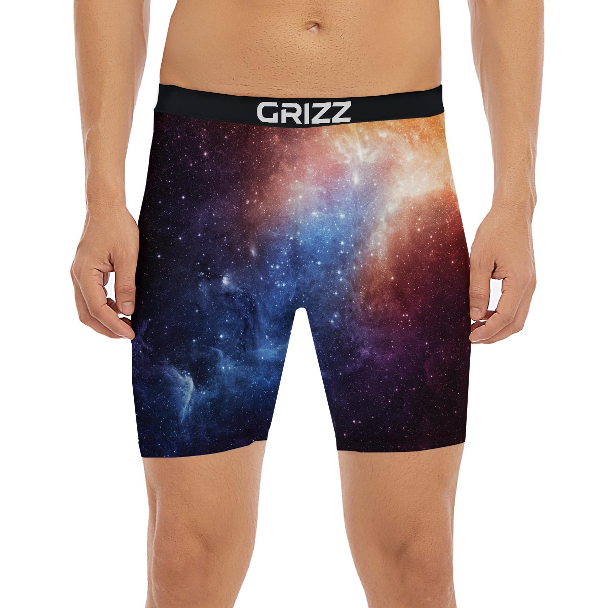 Universe Galaxy Space Teal Orange Print Boxer Briefs-grizzshop