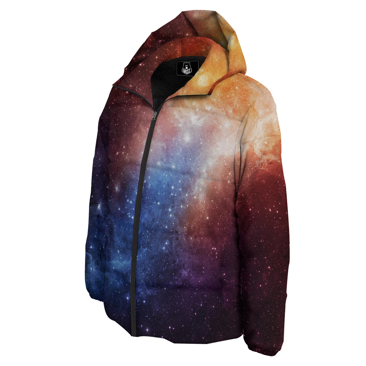 Universe Galaxy Space Teal Orange Print Down Jacket-grizzshop