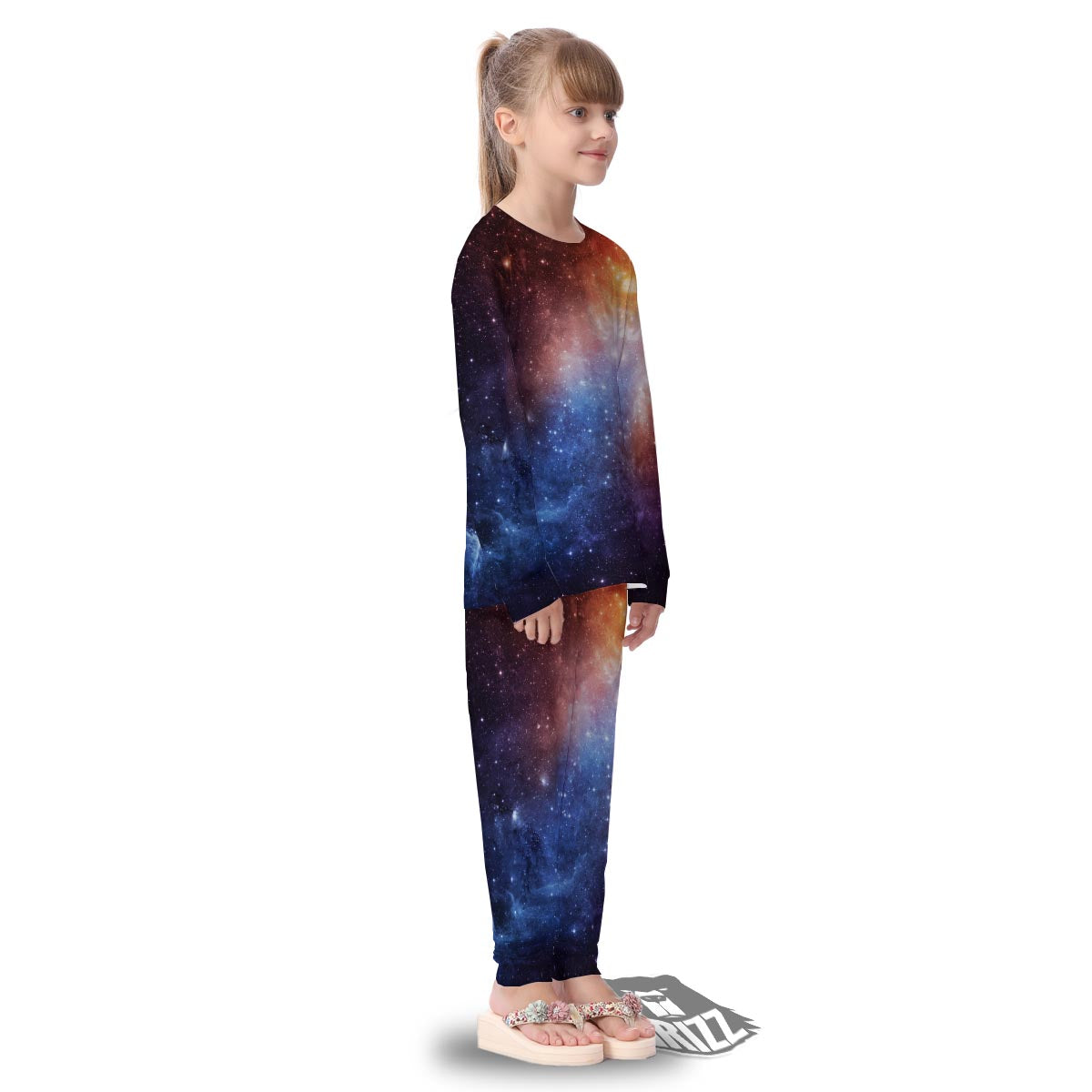 Universe Galaxy Space Teal Orange Print Kid's Pajamas-grizzshop
