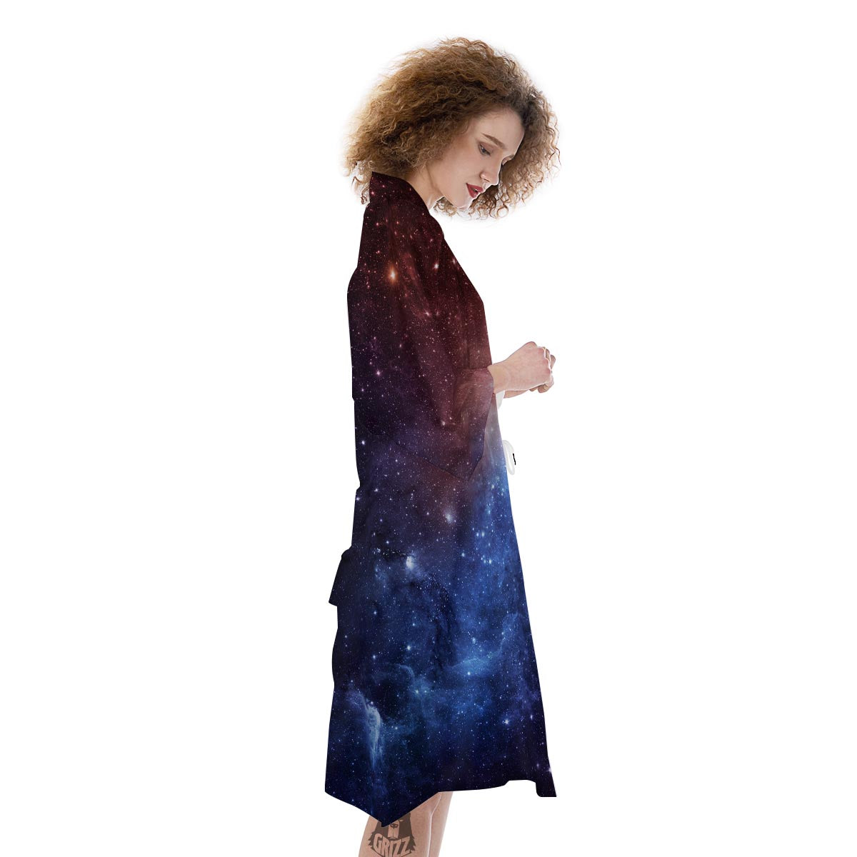 Universe Galaxy Space Teal Orange Print Kimono-grizzshop